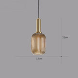 Suspension Colorée Vintage en Verre Strié et Laiton - MENELA
