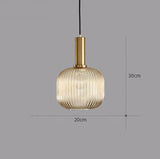 Suspension Colorée Vintage en Verre Strié et Laiton - MENELA