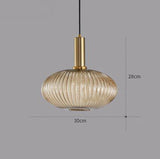 Suspension Colorée Vintage en Verre Strié et Laiton - MENELA