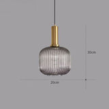 Suspension Colorée Vintage en Verre Strié et Laiton - MENELA