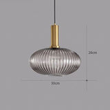 Suspension Colorée Vintage en Verre Strié et Laiton - MENELA
