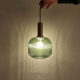 Suspension Colorée Vintage en Verre Strié et Laiton - MENELA