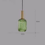 Suspension Colorée Vintage en Verre Strié et Laiton - MENELA