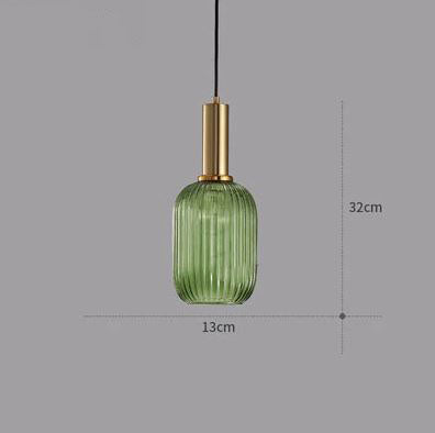 Suspension Colorée Vintage en Verre Strié et Laiton - MENELA