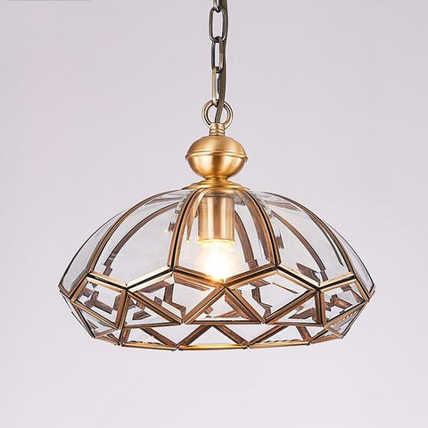 Modern LED Glass and Copper Pendant - SUZANNE