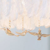Modern Crystal and White Feather Pendant