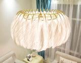 Modern Crystal and White Feather Pendant