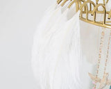 Modern Crystal and White Feather Pendant