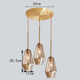 Suspension Nordique avec Trois Têtes en Verre de Couleur Clair/Cognac