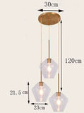 Suspension Nordique avec Trois Têtes en Verre de Couleur Clair/Cognac
