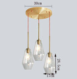 Suspension Nordique avec Trois Têtes en Verre de Couleur Clair/Cognac