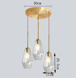 Suspension Nordique avec Trois Têtes en Verre de Couleur Clair/Cognac