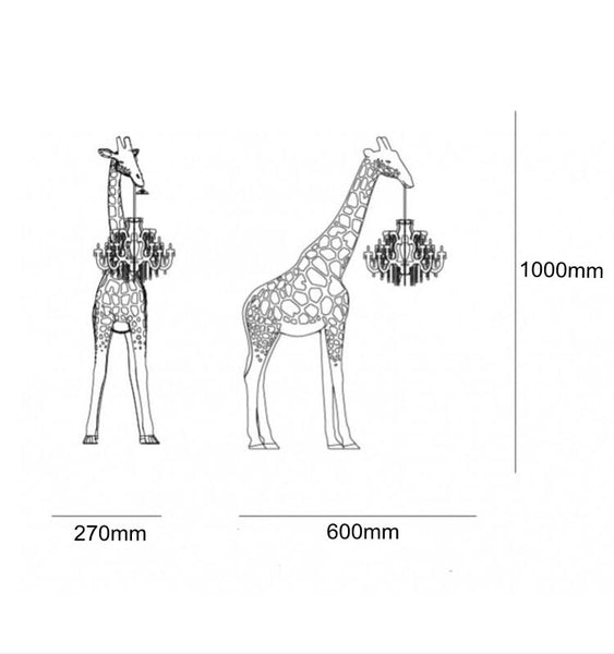 Sculpture Lumineuse de Girafe en Fibre de Verre