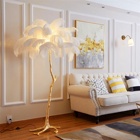 Lampadaire en Plumes d'Autruche pour Salon - OSTREE