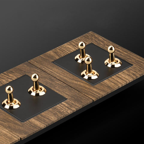 Vintage Style Wood and Brass Switches - ASPEN