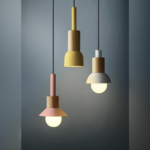 Suspension Moderne en Bois style Scandinave E27