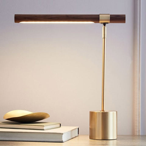 Lampe d'Appoint, Lampe de Table LED en Bois et Laiton - HENOCH