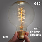 Ampoules Incandescentes Vintage Edison A19 Spiral G80 T10 T185 ST58 ST64 40W E27