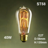 Ampoules Incandescentes Vintage Edison A19 Spiral G80 T10 T185 ST58 ST64 40W E27