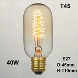 Ampoules Incandescentes Vintage Edison A19 Spiral G80 T10 T185 ST58 ST64 40W E27