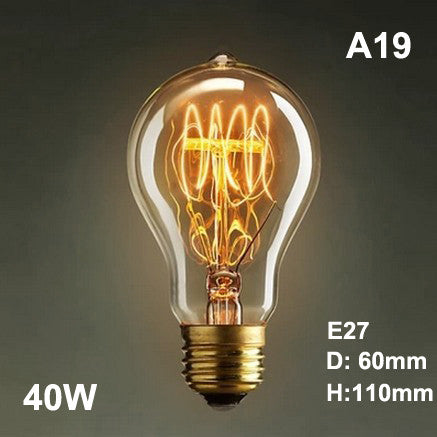 Ampoules Incandescentes Vintage Edison A19 Spiral G80 T10 T185 ST58 ST64 40W E27
