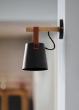 Applique-Murale-Bois-avec-sangle-Led-E27-85-265V-coloris-noir