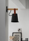 Applique-Murale-Bois-avec-sangle-Led-E27-85-265V-coloris-noir