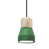 Suspensión escandinava redonda y de cemento de madera de colores E27 - KAJSA