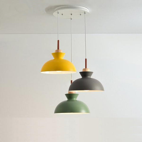 Wood and Aluminum Pendant Lamps Round and Rectangle Bases E27 - ARCHIBALD