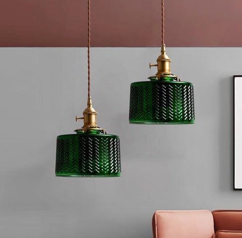 Vintage Glass and Copper Pendant - BECKER