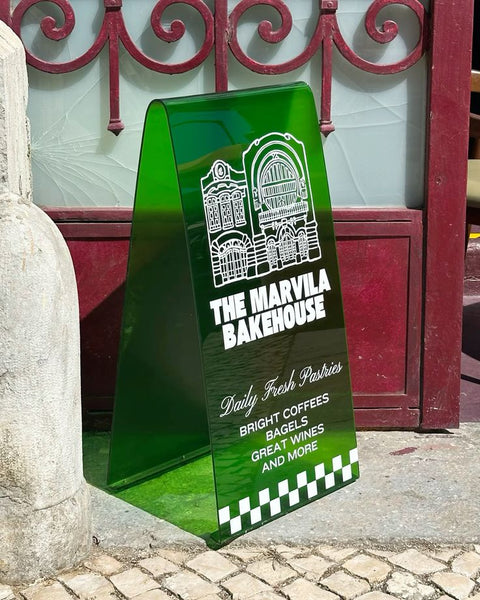 Panneau en V Coloré en Acrylique Transparent Personnalisable, Stop Trottoir 60x30 cm - TR001