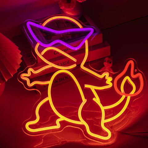 Néon LED Pokémon Salamèche – Décoration Lumineuse USB Tendance Chambre ou Setup Gaming