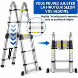 Échelle Télescopique 3,8 m Acier Inoxydable - Pliante Antidérapante