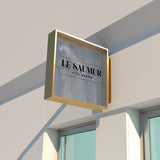 Enseigne drapeau lumineuse en acrylique avec texture ondulée Ø60 cm. Personnalisation sur mesure