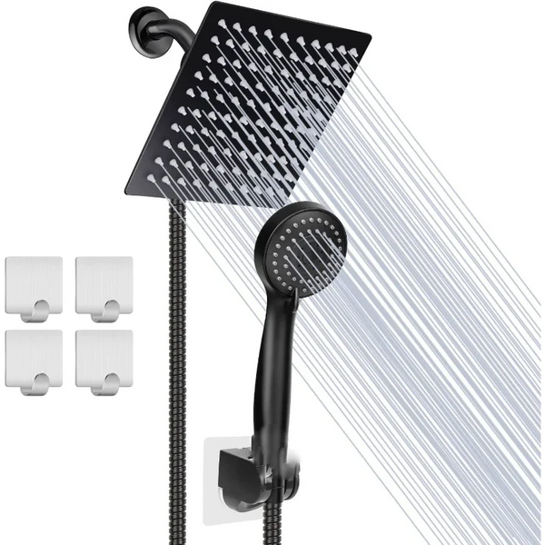 8 Inch Stainless Steel Bathroom Shower Faucet Black Bathroom Rain Shower System 10 Inch Luxury Shower Set with Hand Showerhead