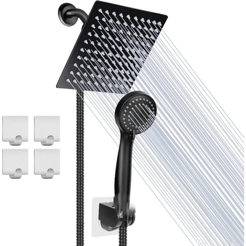 8 Inch Stainless Steel Bathroom Shower Faucet Black Bathroom Rain Shower System 10 Inch Luxury Shower Set with Hand Showerhead