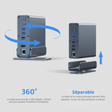 Station d'Accueil USB-C 15-en-1 Verticale - Hub Triple Moniteur 4K HD - Multiport pour Mac et PC