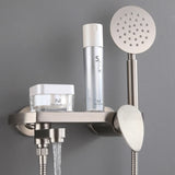 Stainless Steel Bathtub Faucet Single Handle Swivel Spout Mixer Tap with Hand Shower Wall Mount Platform Bath Mixer Water Faucet