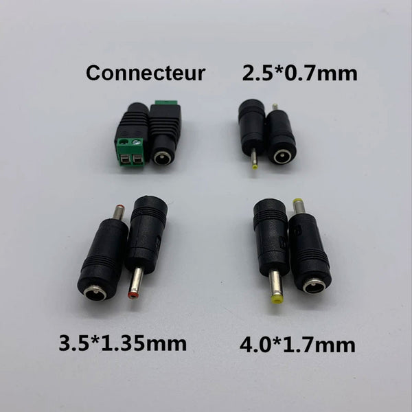 Adaptateur DC Connecteur par lot de 1/5/50 pcs DC 5.5x2.1 mm à 2.5x0.7, 3.5x1.35, 4.0x1.7 mm