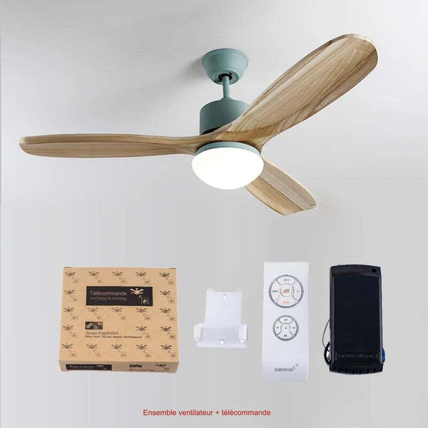 Ventilateur de Plafond Silencieux en Bois avec Lumière et Télécommande - NORSËN