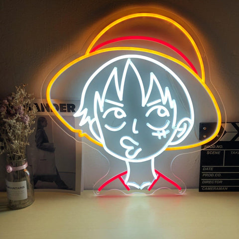 Néon Led Luffy Chapeau de Paille – Déco Murale One Piece Anime HD