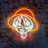 Néon Led Luffy Chapeau de Paille – Déco Murale One Piece Anime HD