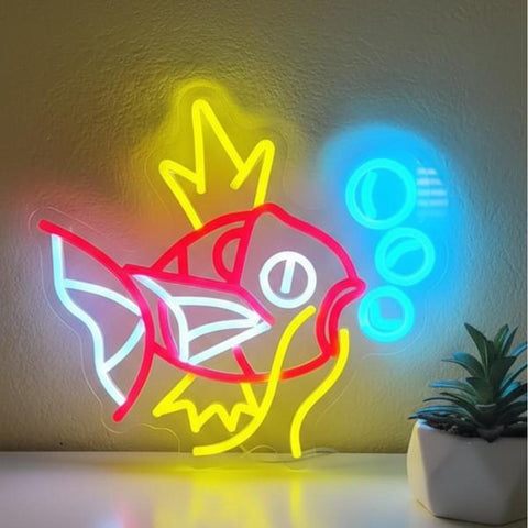 Néon LED Pokémon Magicarpe – Décoration Lumineuse USB Tendance Chambre ou Setup Gaming