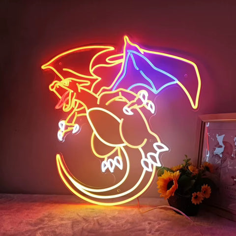 Néon LED Pokémon Dracaufeu – Décoration murale USB Charizard pour fans Pokémon
