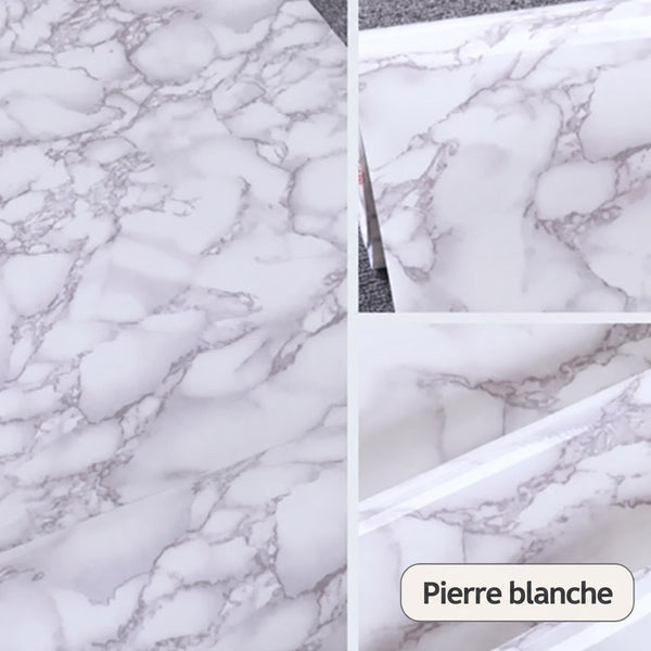Papier Peint Adhésif Imperméable en PVC – Effet Bois, Marbre Blanc, Noir ou Uni