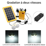 Kit d’éclairage solaire extérieur autonome – 3 ampoules LED, chargeur USB