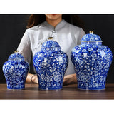 Vase Chinois en Céramique Bleue