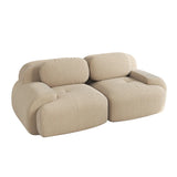 Canapé 2 Places en Velours Côtelé Vert Modulable et Combinable avec Accoudoirs pour le Salon