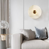 Applique Murale Marbre & Cuivre LED — Design Circulaire Nordique et Luxe pour Salon, Chambre & Entrée