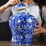 Vase Chinois en Céramique Bleue